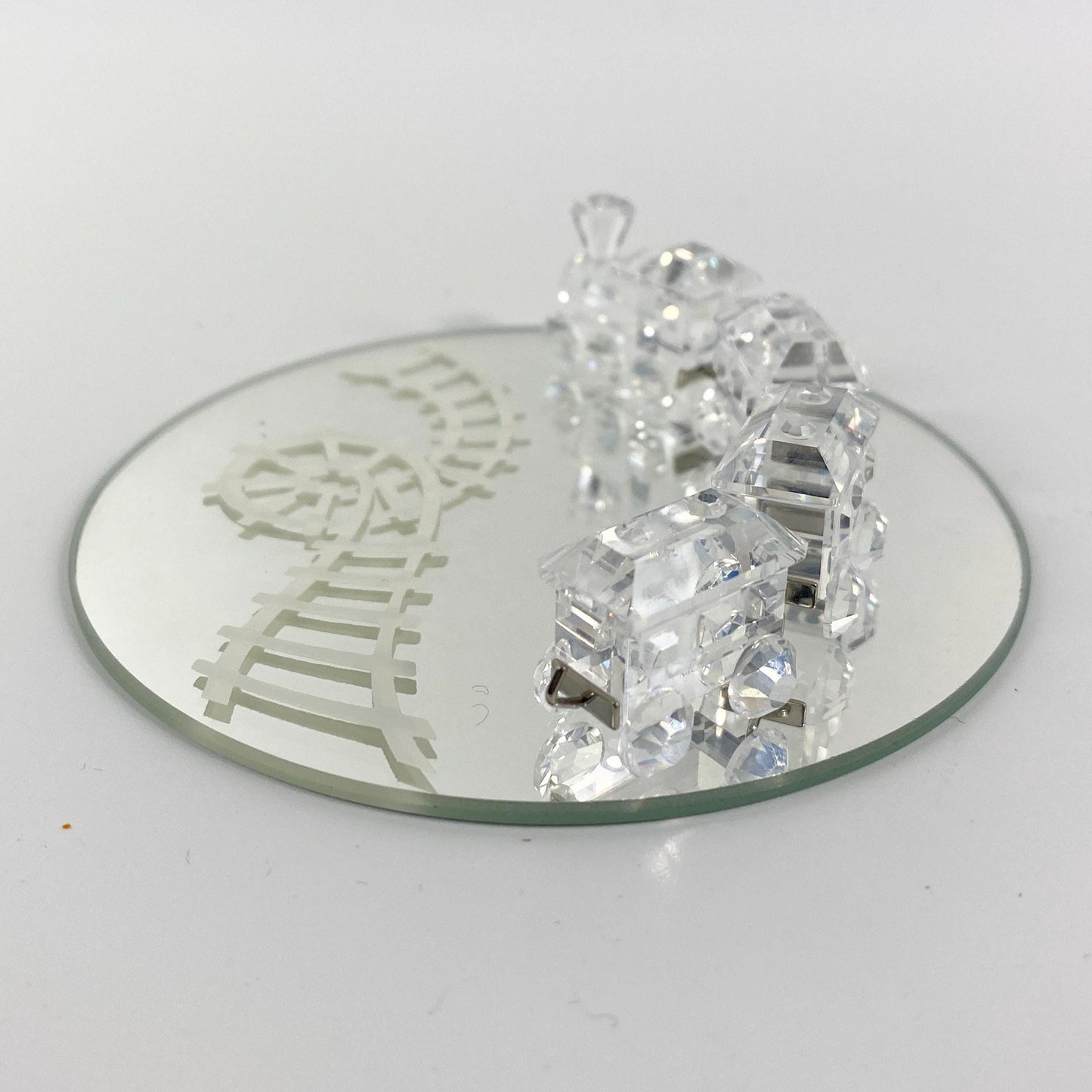 Retired Swarovski Miniature Train 193014 with Mirror Track COA - MIB