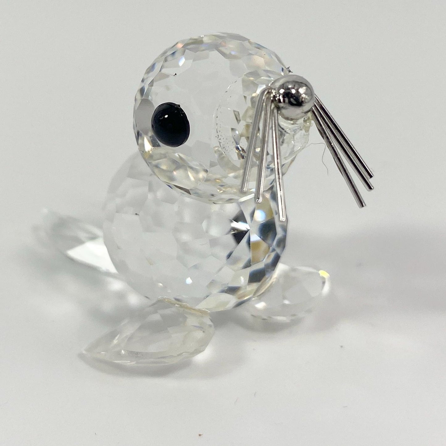 Swarovski Crystal BABY SEAL Figurine w Metal Whiskers  Retired Box COA