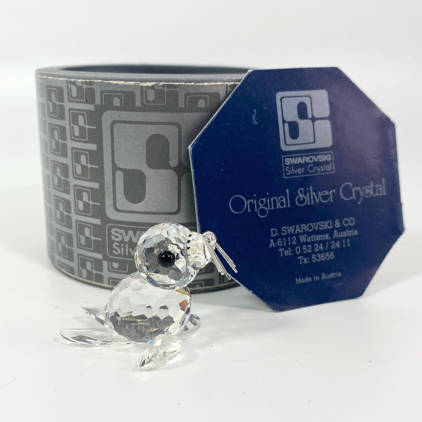 Swarovski Crystal BABY SEAL Figurine w Metal Whiskers  Retired Box COA