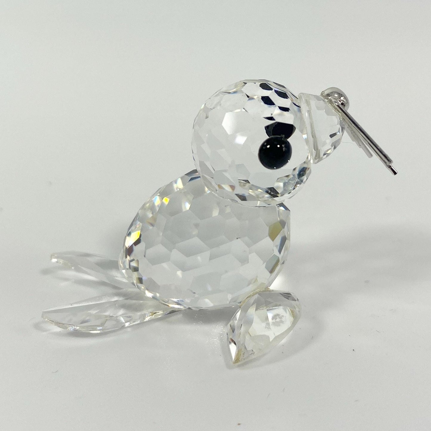 Swarovski Crystal BABY SEAL Figurine w Metal Whiskers  Retired Box COA