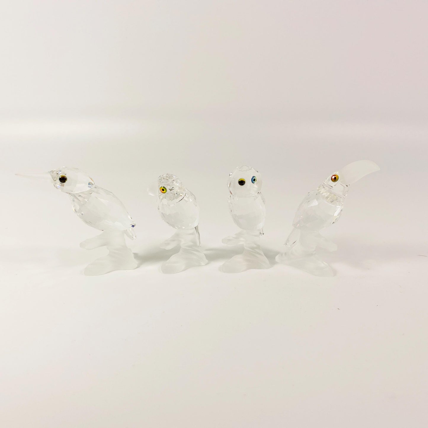 Swarovski Parrot  Kingfisher Toucan and Owl  up in the trees set with Box & CoA