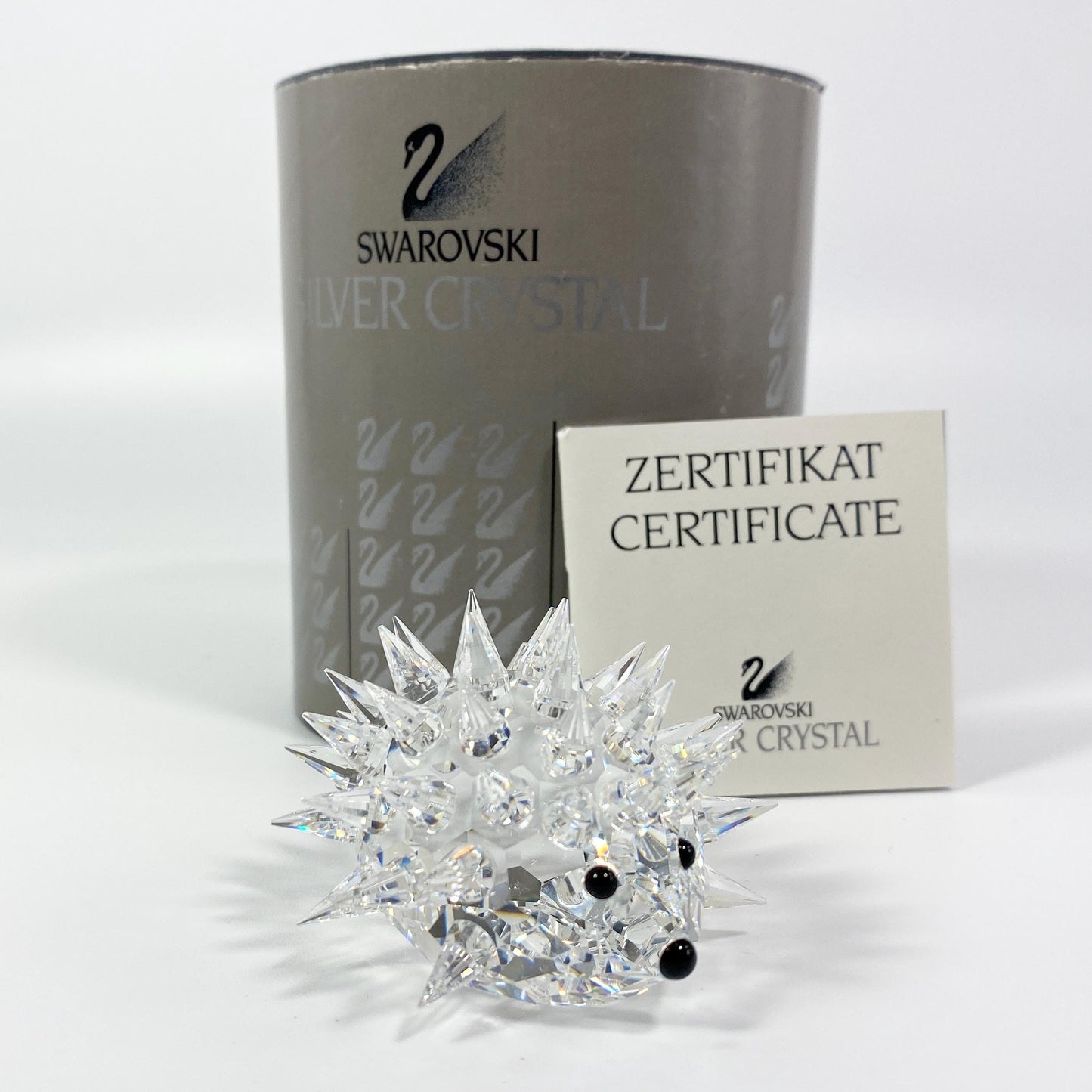 Swarovski Crystal Hedgehog Figurine Black Eyes and Nose Marked 2.25” Box & CoA