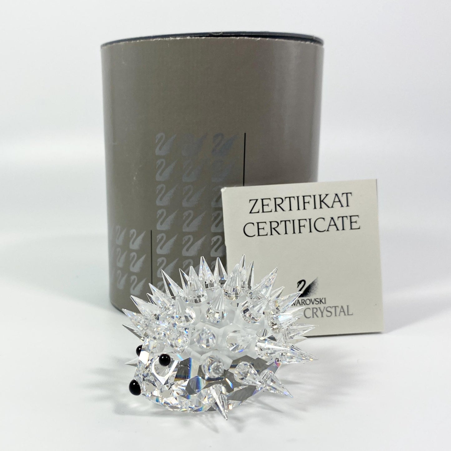 Swarovski Crystal Hedgehog Figurine Black Eyes and Nose Marked 2.25” Box & CoA