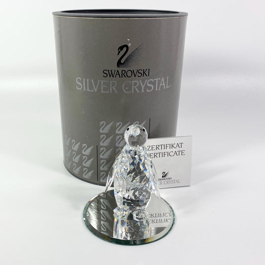 Rtd. SWAROVSKI Large Crystal 3 " Penguin Figurine  Original Box , CoA , Mirror