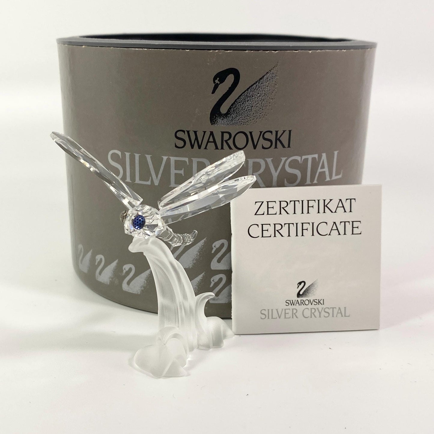 Swarovski Crystal Dragonfly On Frosted Leaf Figurine 190264 / With Box / Retired