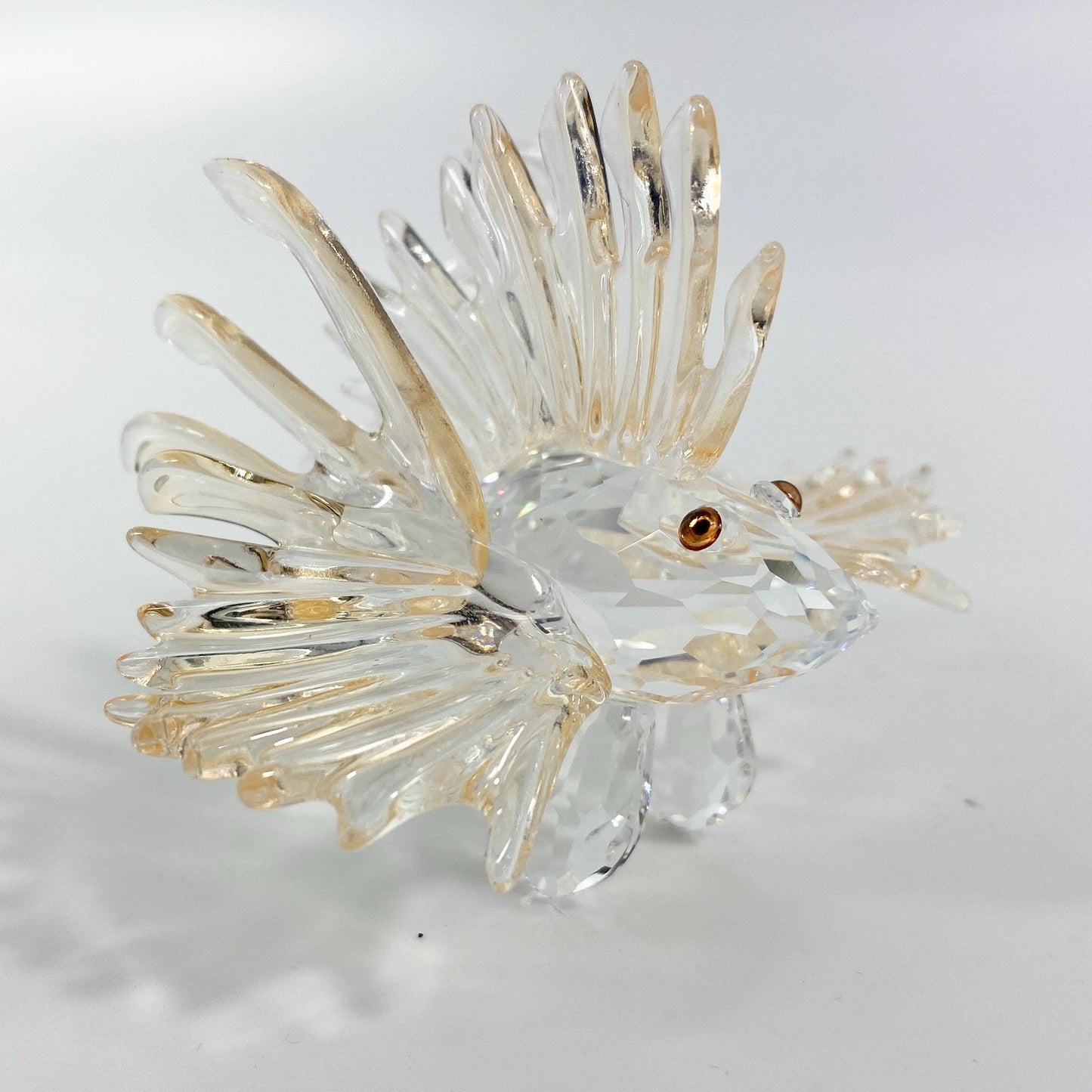 Swarovski Crystal Champagne Orange Clear Lion Fish Figurine 2'' Tall & 3" Long