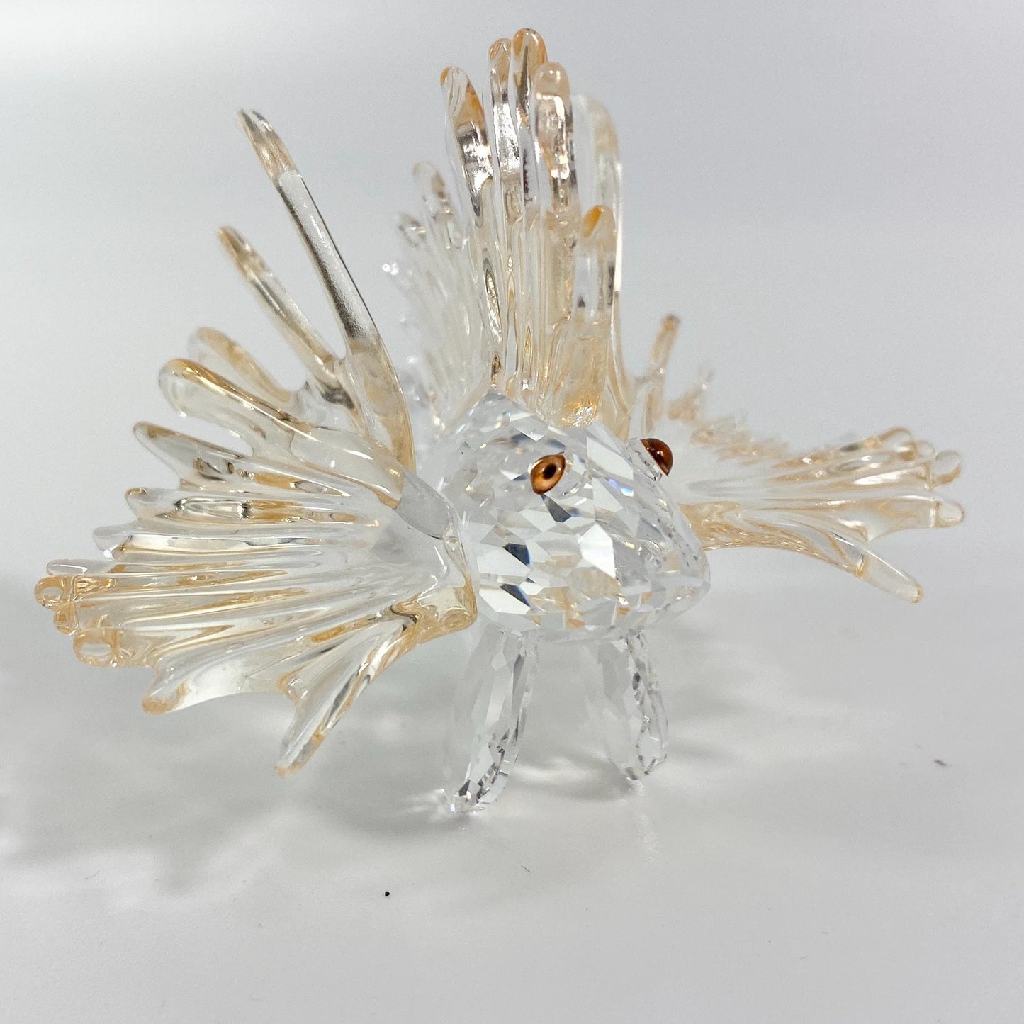 Swarovski Crystal Champagne Orange Clear Lion Fish Figurine 2'' Tall & 3" Long