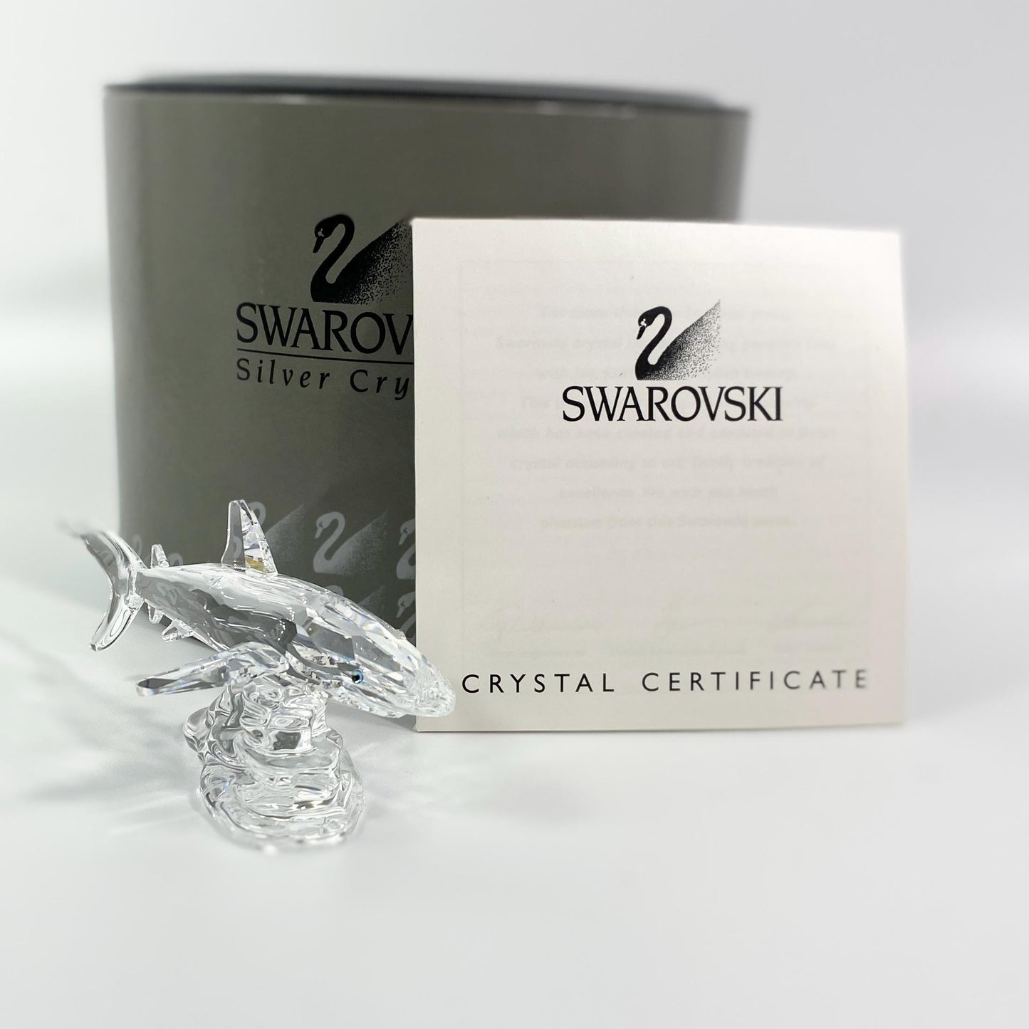 RARE !!! Swarovski Silver Crystal Shark 5 inches  Figurine with Box and CoA