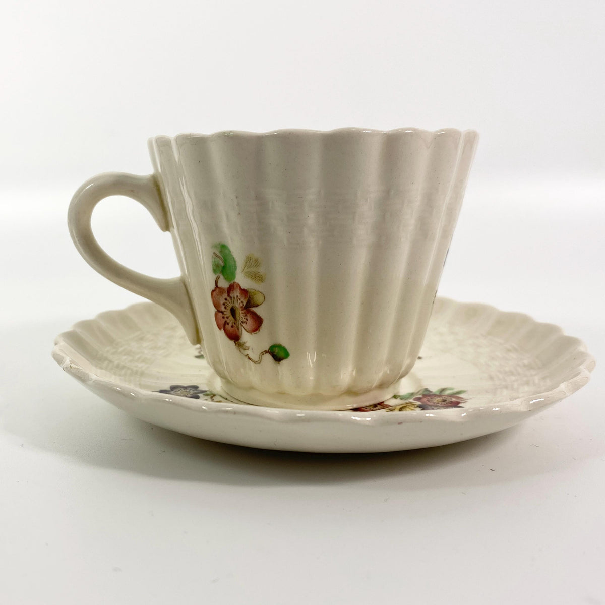 Copeland Spode  Espresso Cups & Saucer Wicker Lane Basket Weave England-Set of 2