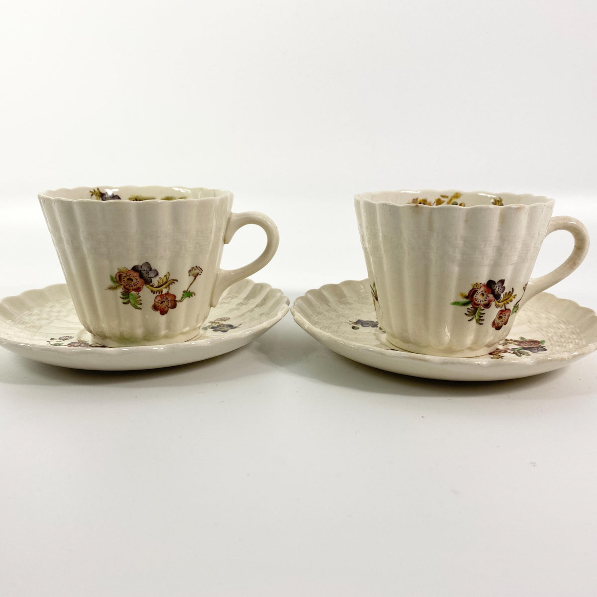 Copeland Spode  Espresso Cups & Saucer Wicker Lane Basket Weave England-Set of 2