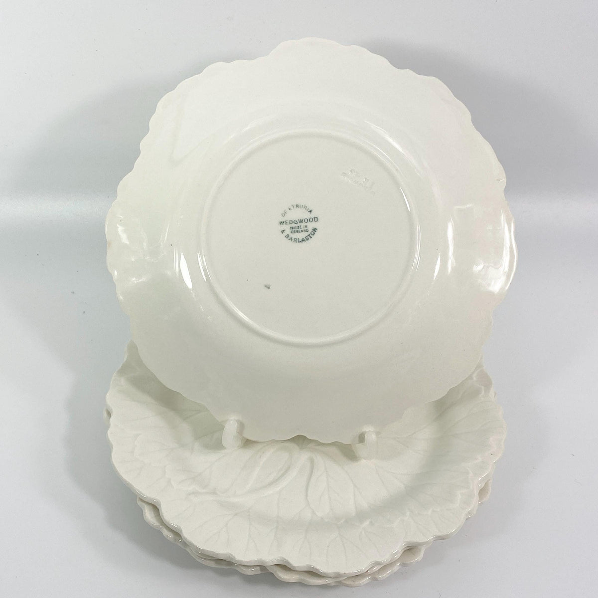 Wedgwood of Etruria & Barlaston White Cabbage Leaf Salad Plate 8" - Set of 4