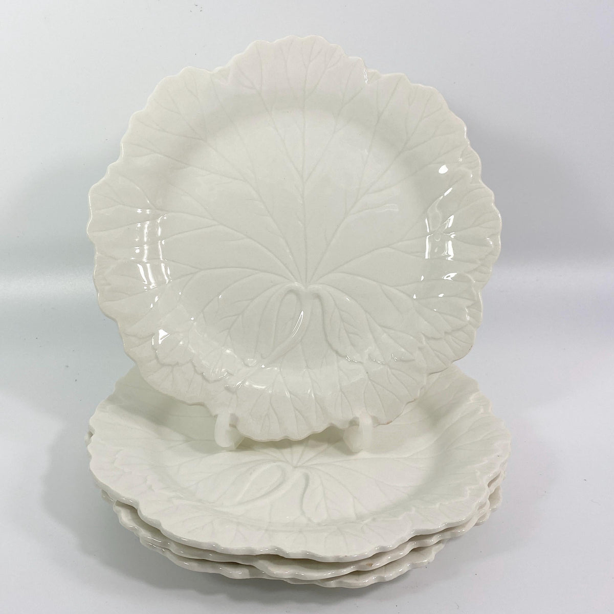 Wedgwood of Etruria & Barlaston White Cabbage Leaf Salad Plate 8" - Set of 4
