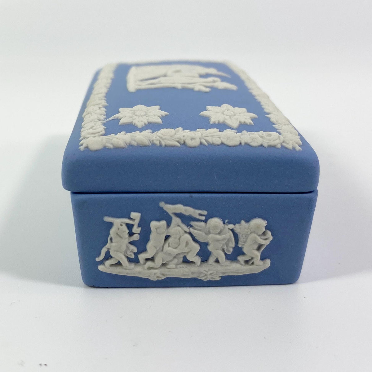 Wedgwood Blue Jasperware Music Muses RARE  Stamp rectangular lidded Trinket Box