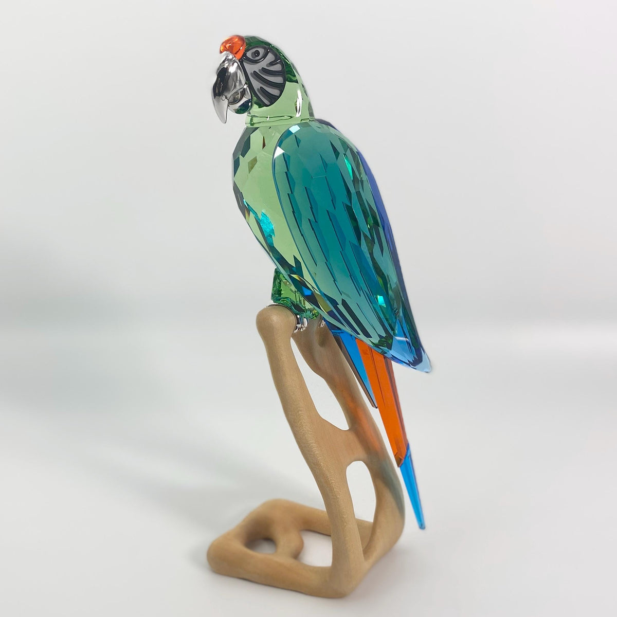 Swarovski Crystal Large Macaw Chrome Green Bird 685824 Retired MIB COA
