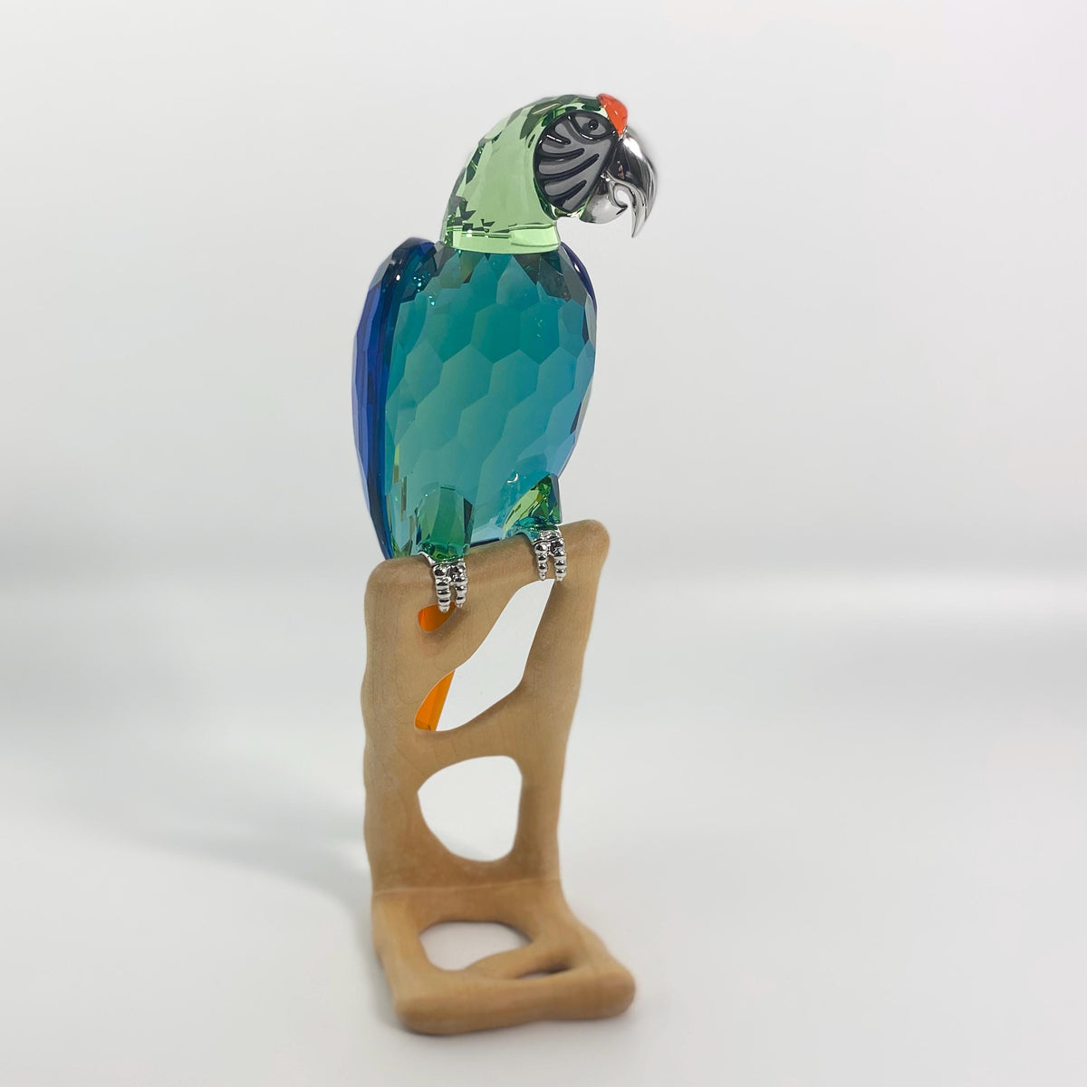 Swarovski Crystal Large Macaw Chrome Green Bird 685824 Retired MIB COA