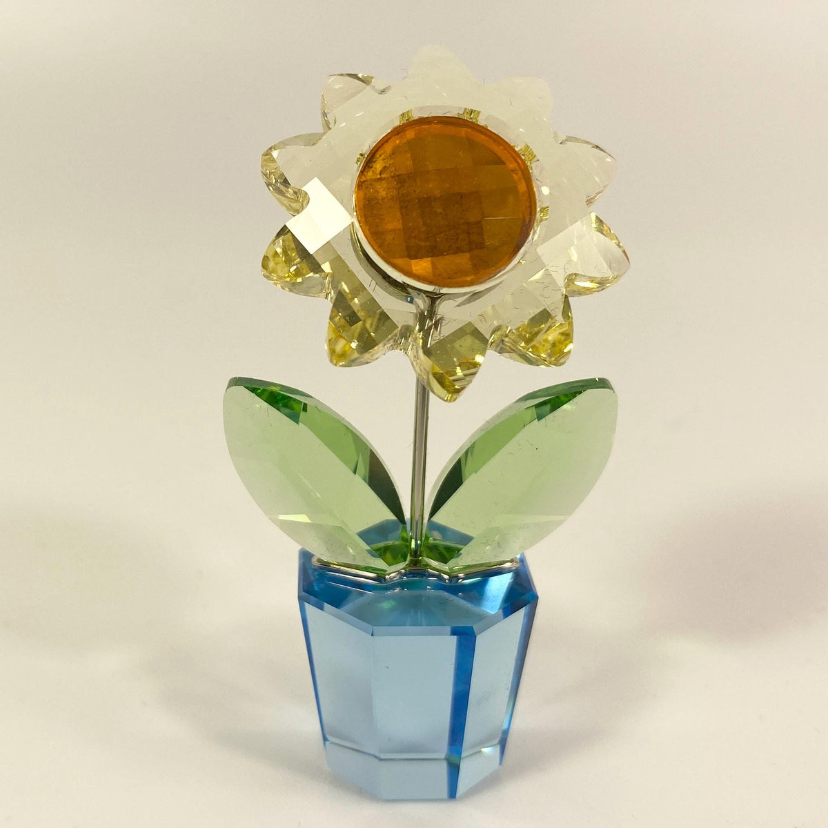 Swarovski Crystals Happy Flower Sunflower 2” Blue Pot #681738 Retired 1087No Box