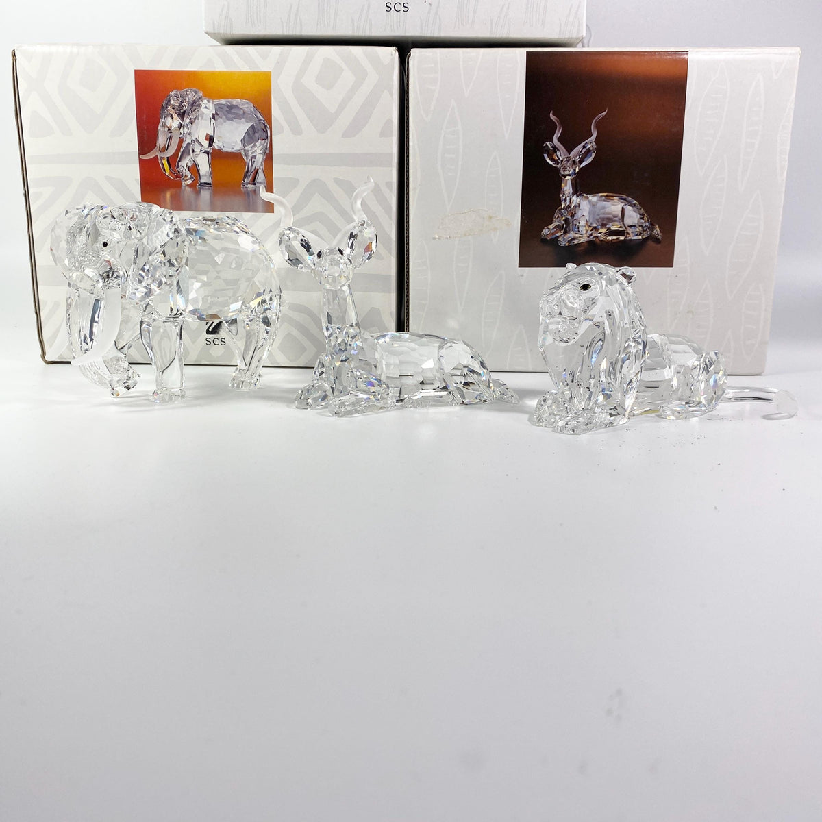 Swarovski Crystal Inspiration Africa Kudo Lion Elephant Retired Rare CoA & Boxes
