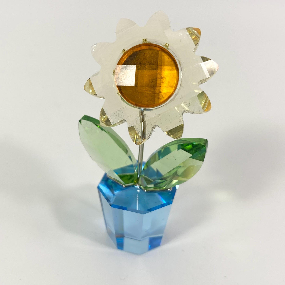 Swarovski Crystals Happy Flower Sunflower 2” Blue Pot #681738 Retired 1087No Box