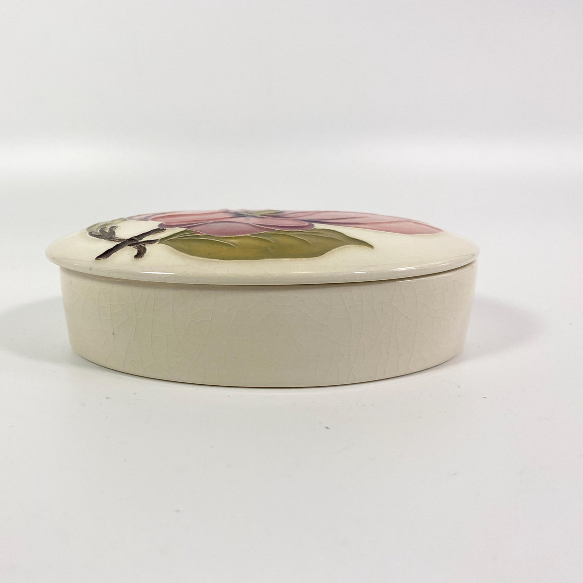 Moorcroft Pottery Magnolia Covered Dish Trinket Box England-Extremely Rare !!