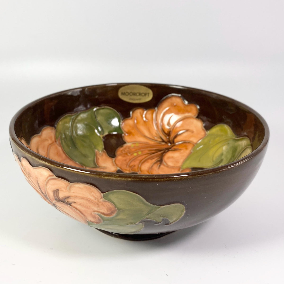 William Moorcroft 3 Hibiscus  BROWN  Bowl large  Extremely Rare !!