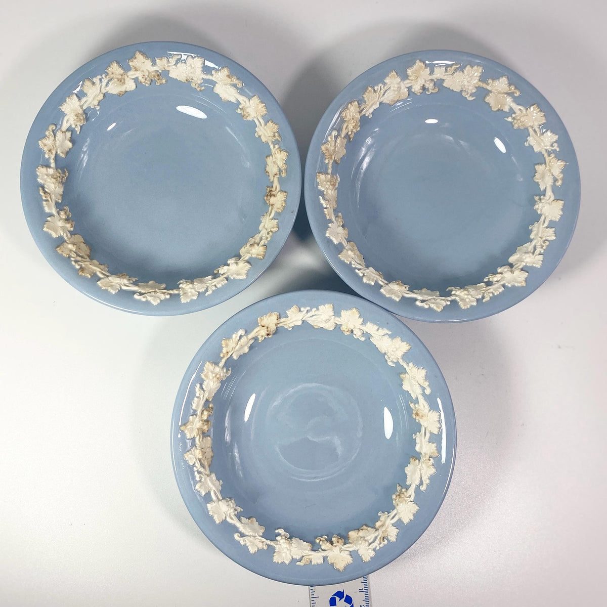 1950s Wedgwood Etruria and Barlaston 6 1/4 " cereal bowl cream on Lavender Set of 3