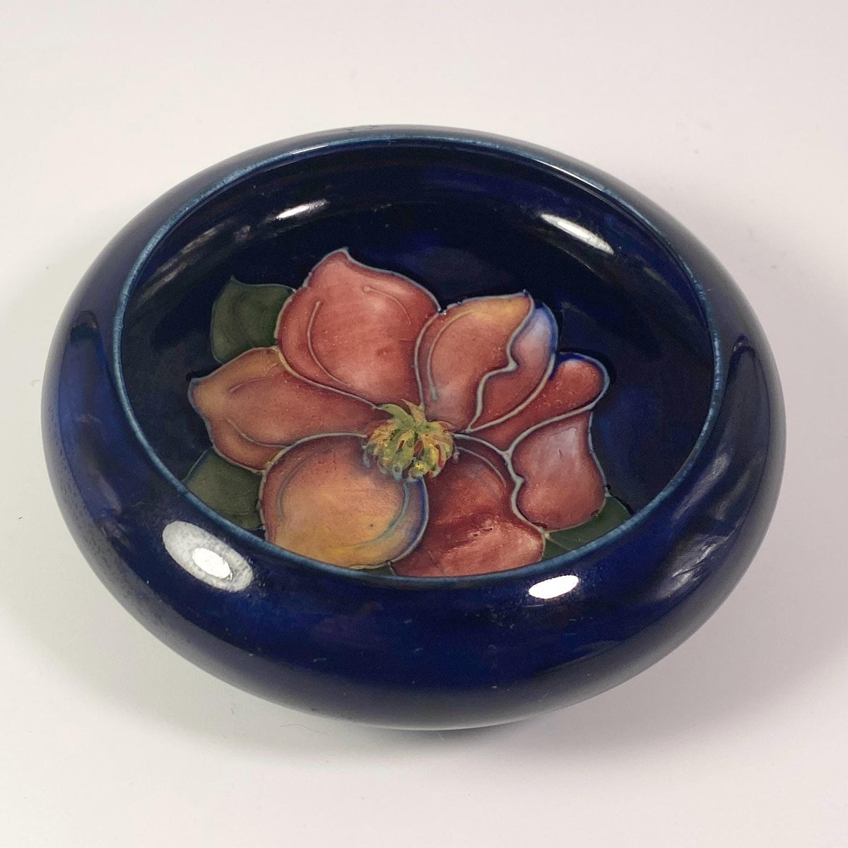 Moorcroft Pottery Clematis Small Dish Bowl 4.5" X 1.75" 1960s Signed Vintage