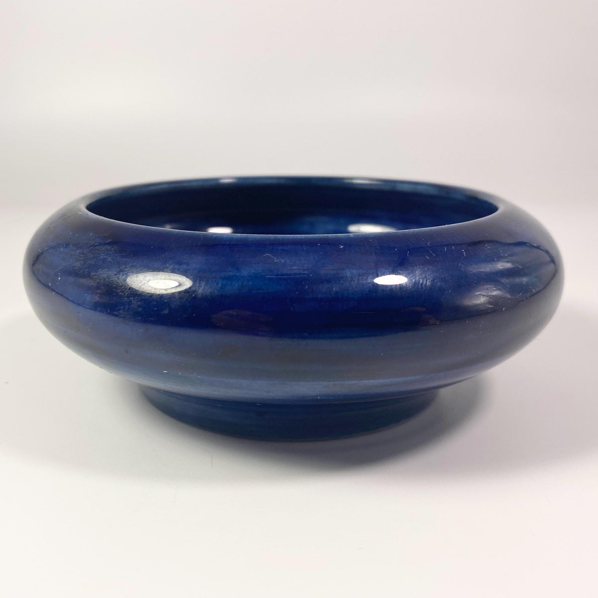 Vintage William MOORCROFT England Orchid pattern  Dish Blue Bowl. 1930's .