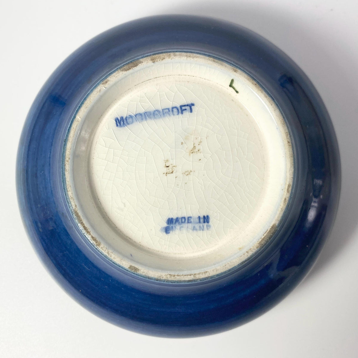Vintage William MOORCROFT England Orchid pattern  Dish Blue Bowl. 1930's .
