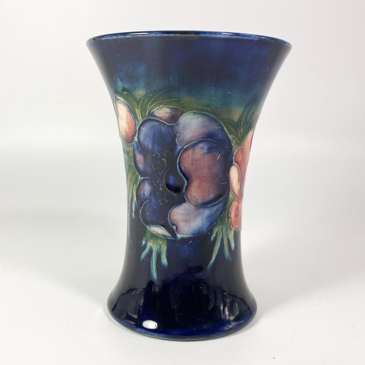 Walter Moorcroft Anemone Trumpet Vase Cobalt Blue England