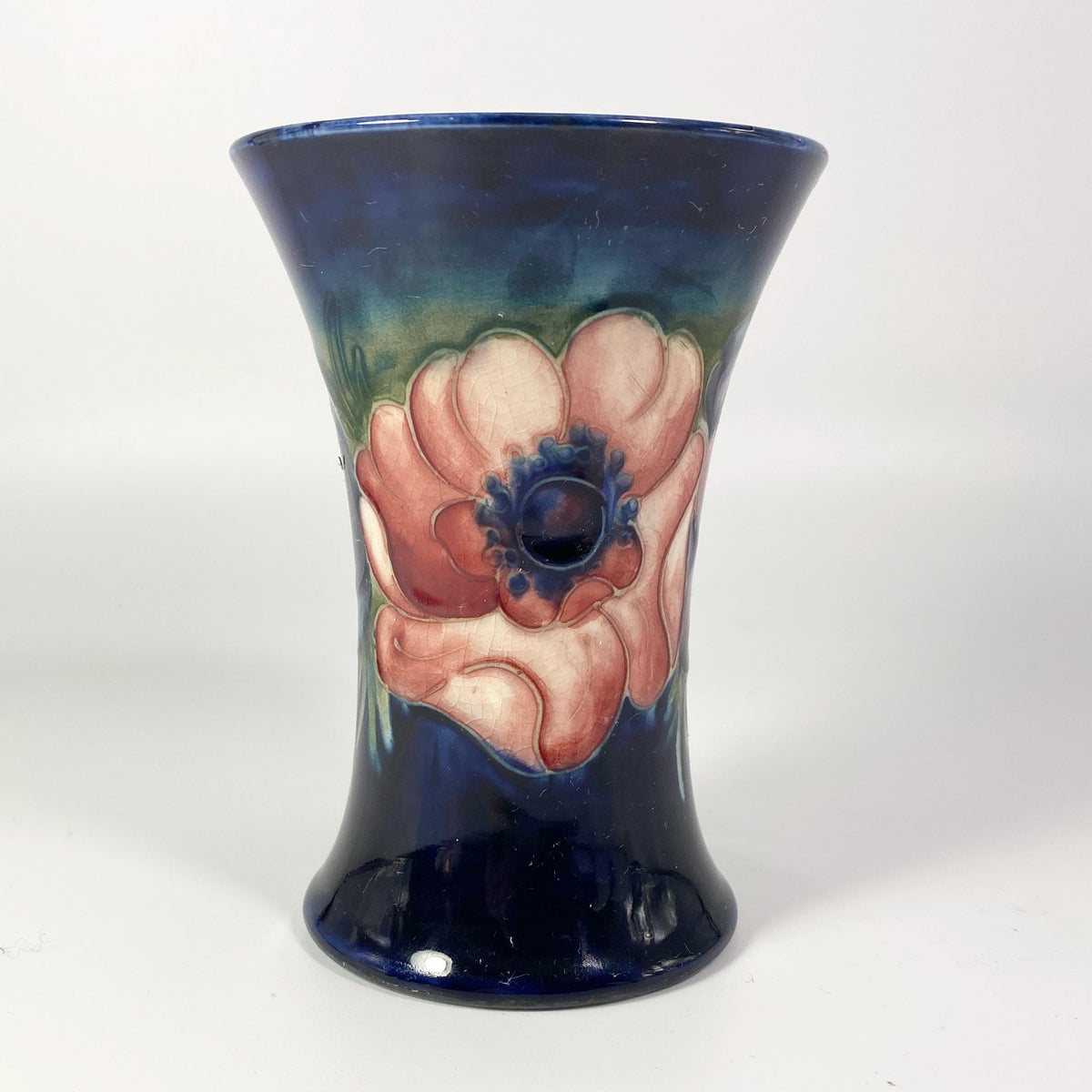 Walter Moorcroft Anemone Trumpet Vase Cobalt Blue England