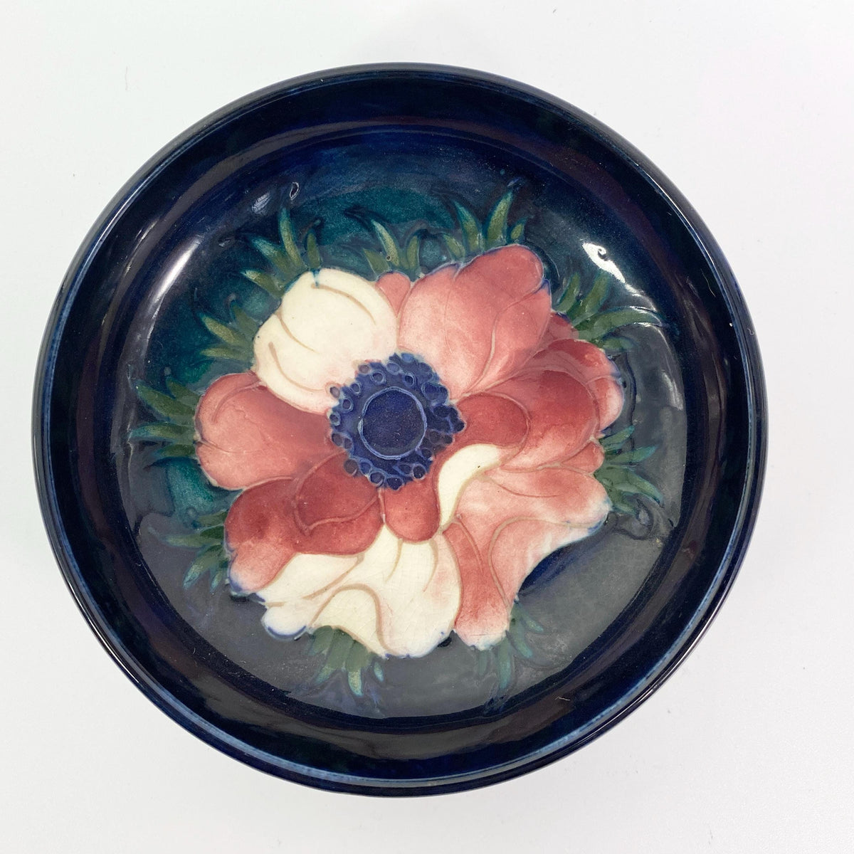 Moorcroft Art Pottery Anemone Floral Pattern Footed Bowl Signed VTG
