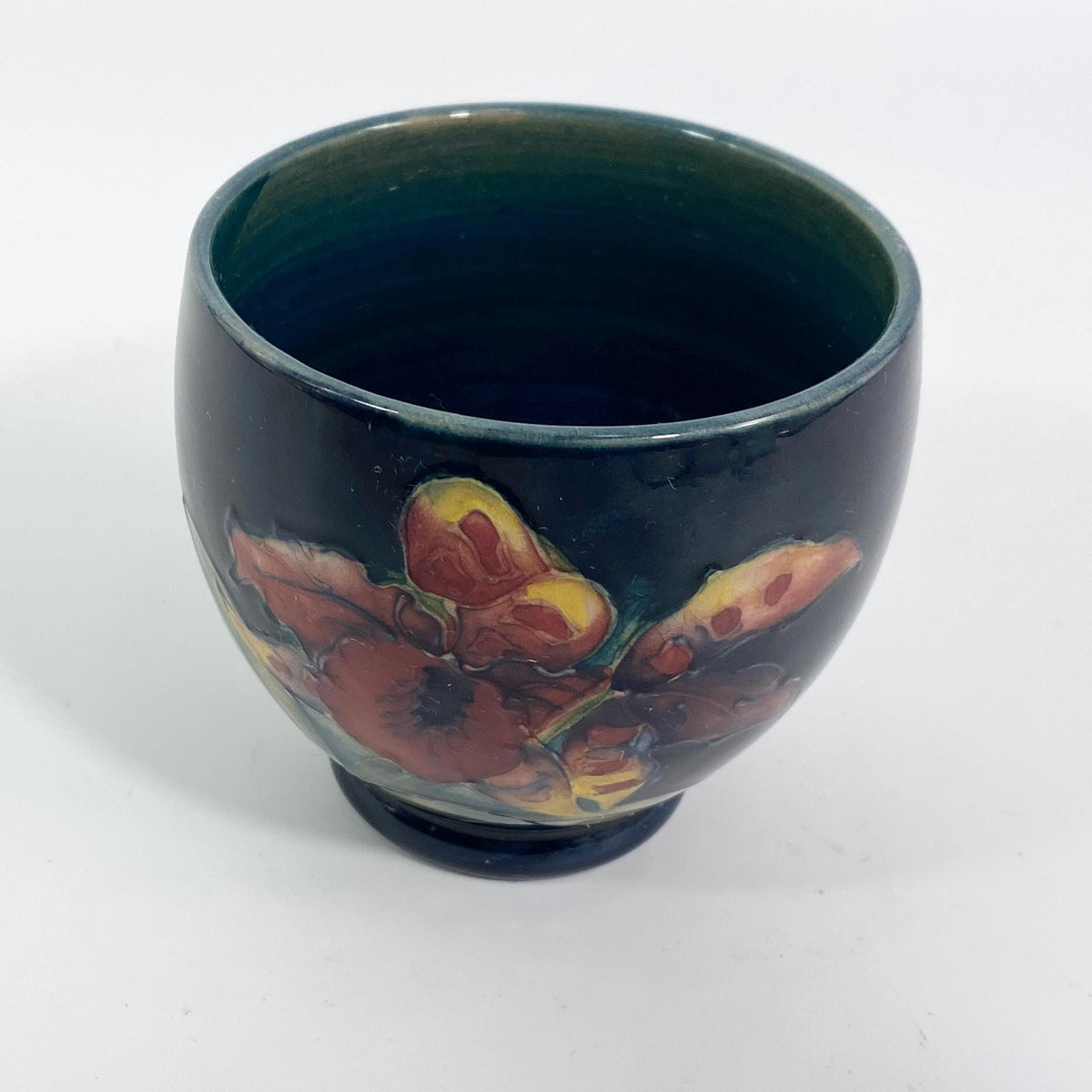 Vintage William Moorcroft Footed Iris Blue Bowl Pottery - England RARE !!