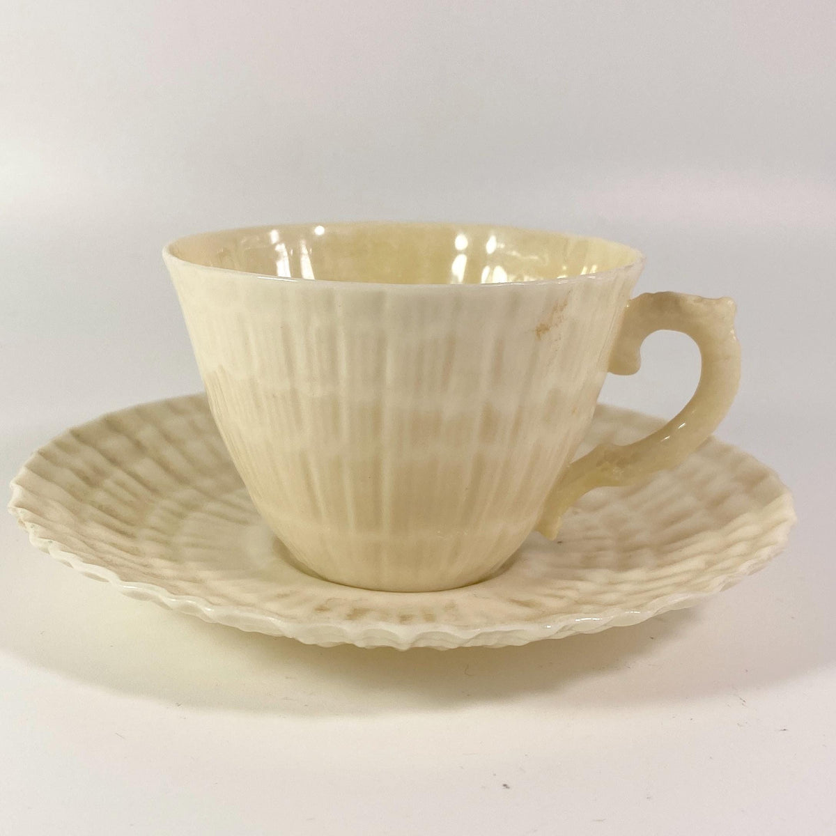 Vintage Belleek Tridacna Teacup and saucer set Extremely Rare !!