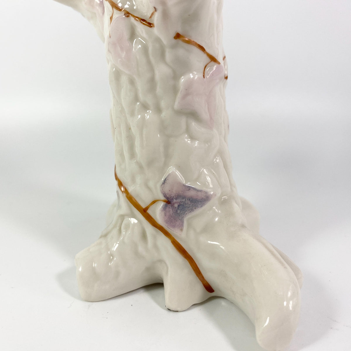 Antique Belleek Ireland  Pink & Purple Flowers Black mark Vase EXTREMELY RARE !!