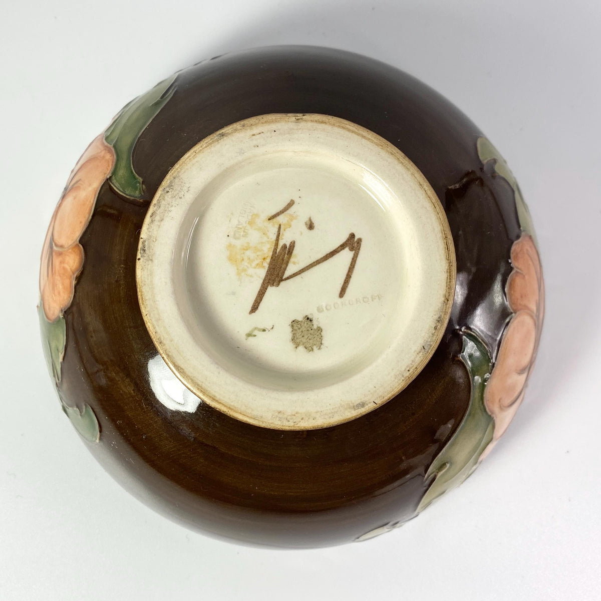 William Moorcroft 3 Hibiscus  BROWN  Bowl large  Extremely Rare !!