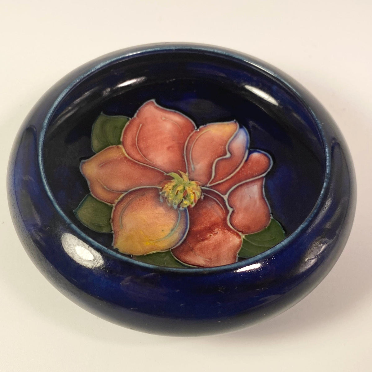 Moorcroft Pottery Clematis Small Dish Bowl 4.5" X 1.75" 1960s Signed Vintage