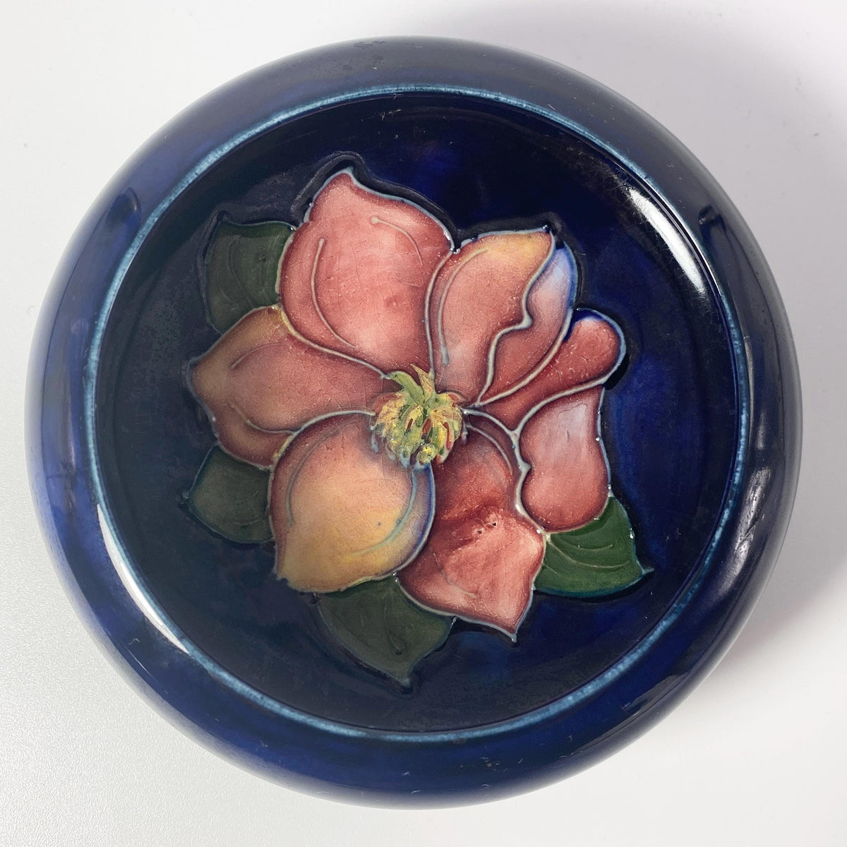 Moorcroft Pottery Clematis Small Dish Bowl 4.5" X 1.75" 1960s Signed Vintage