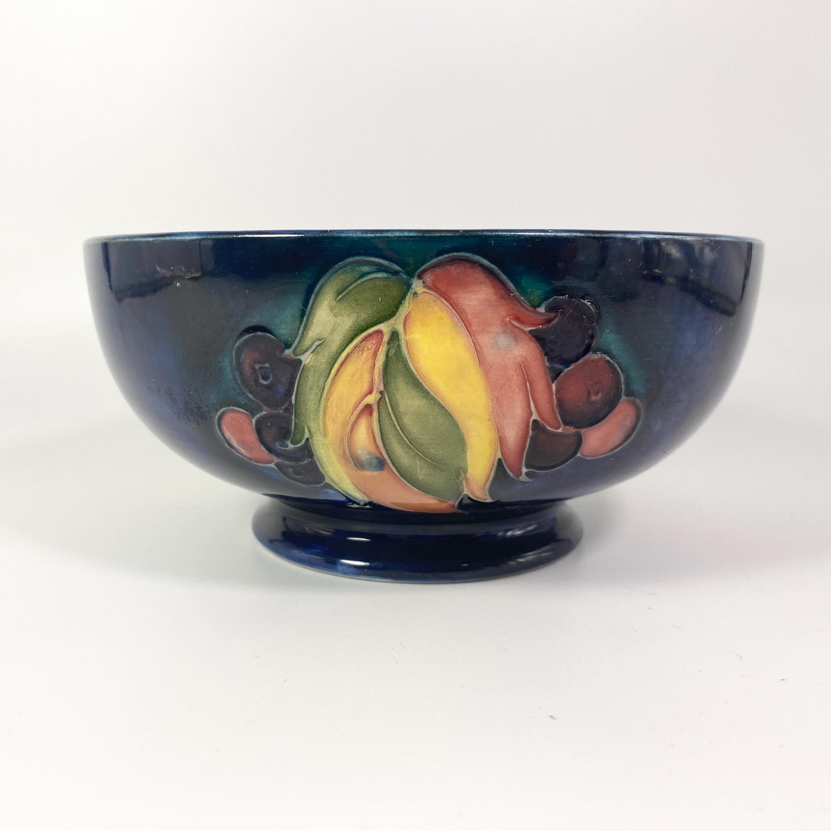 Moorcroft Leaf & Berry Footed signed Bowl Cobalt -  England- RARE !!!
