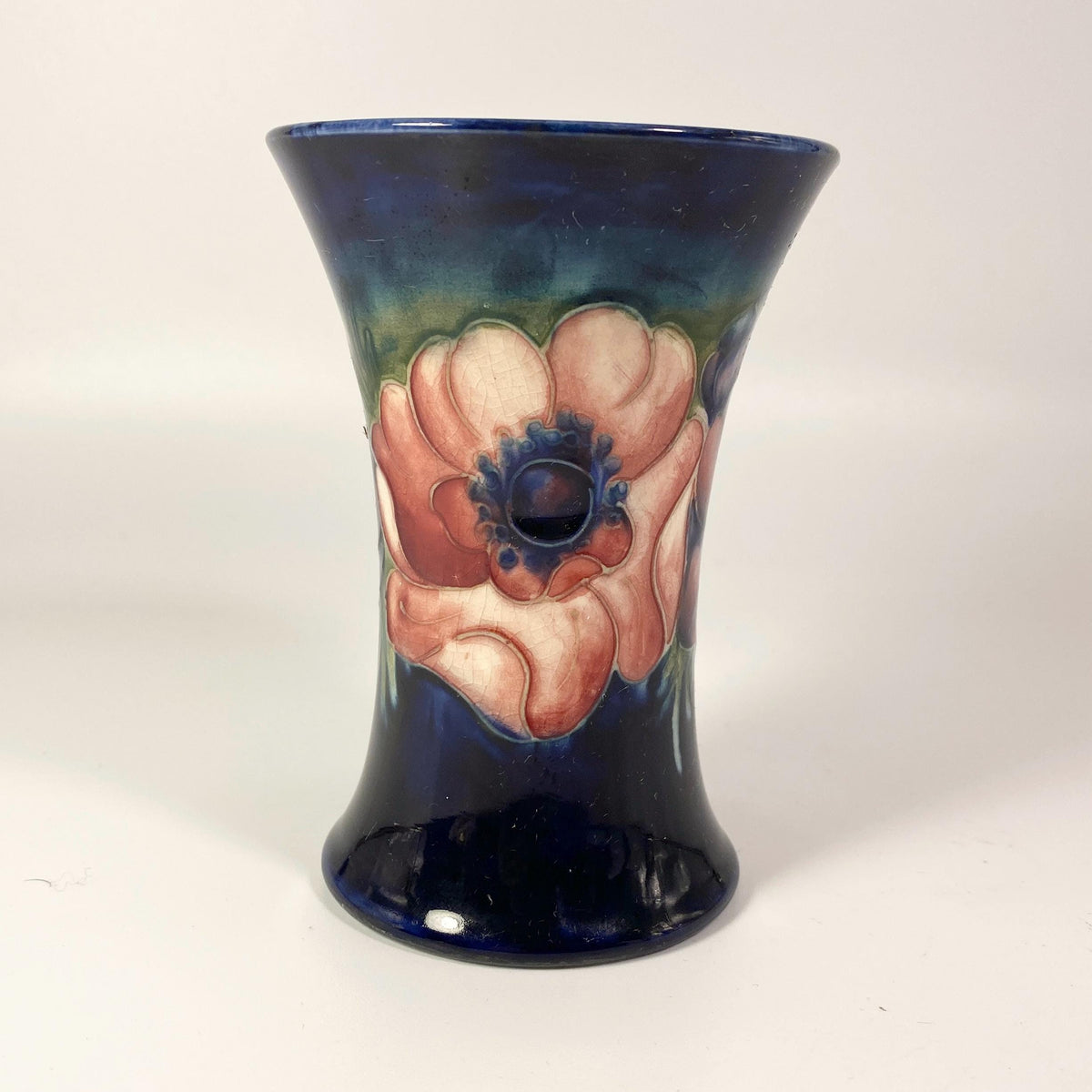 Walter Moorcroft Anemone Trumpet Vase Cobalt Blue England