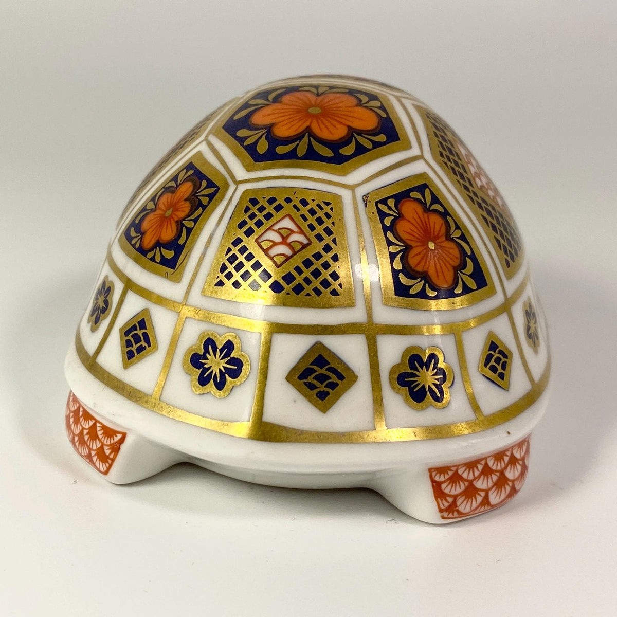 Vintage Royal Crown Derby Imari Porcelain Turtle Paperweight Gold Stopper