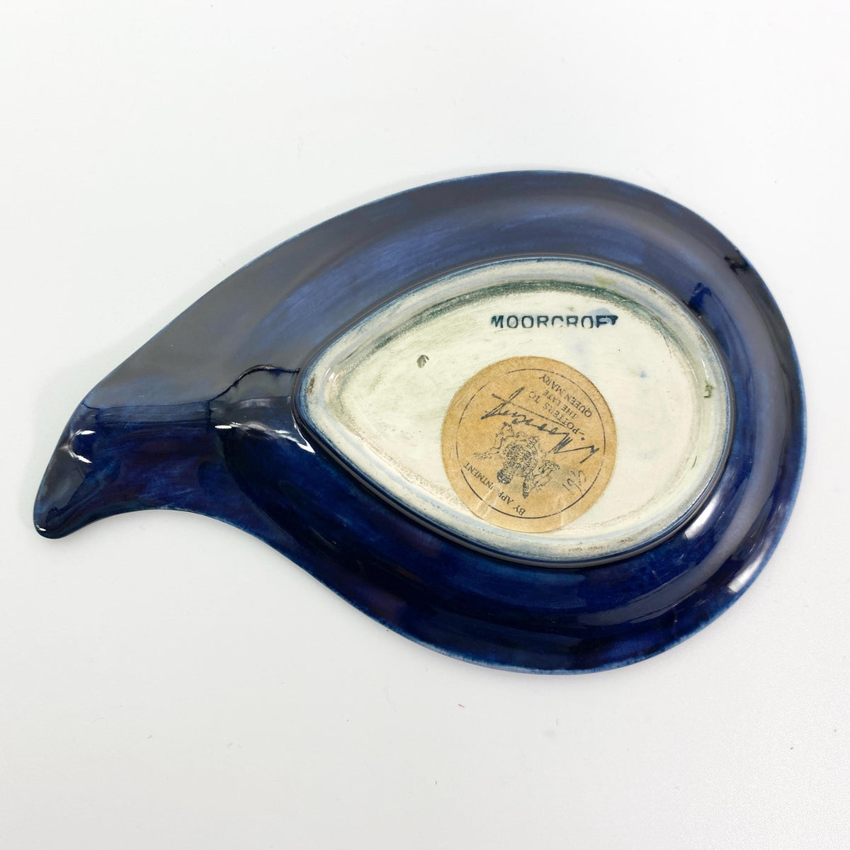 William Moorcroft Art Pottery Blue  Teardrop Ashtray  Iris Flower England