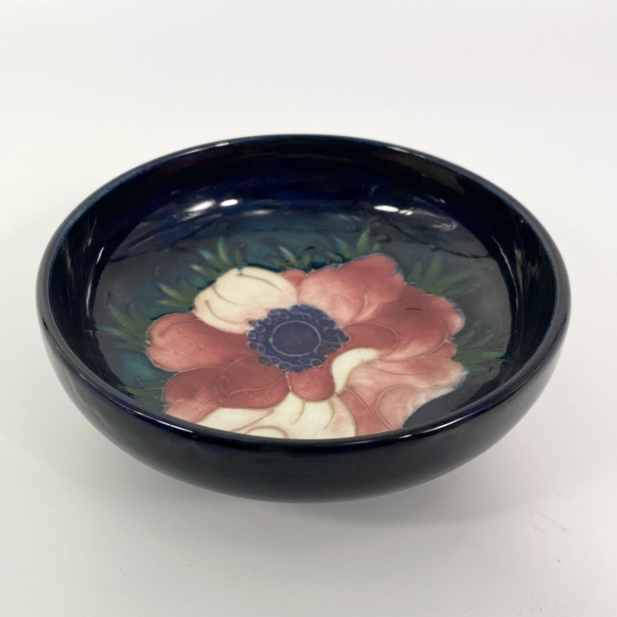 Moorcroft Art Pottery Anemone Floral Pattern Footed Bowl Signed VTG