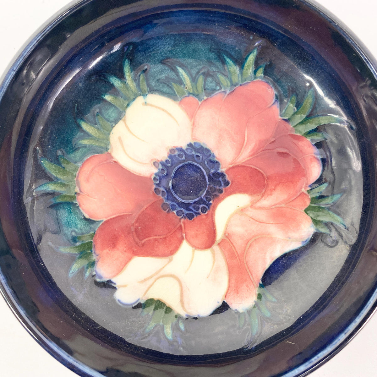 Moorcroft Art Pottery Anemone Floral Pattern Footed Bowl Signed VTG
