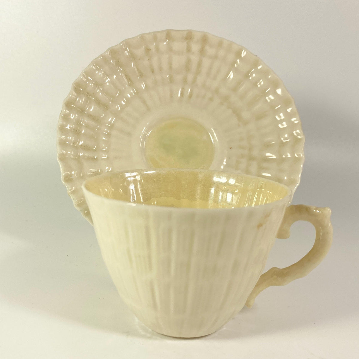 Vintage Belleek Tridacna Teacup and saucer set Extremely Rare !!
