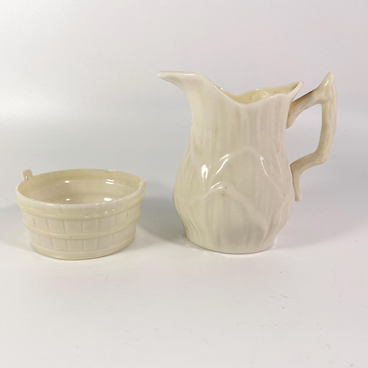 Vintage Belleek Creamer Bowl Set of 2 Fine Irish Pottery