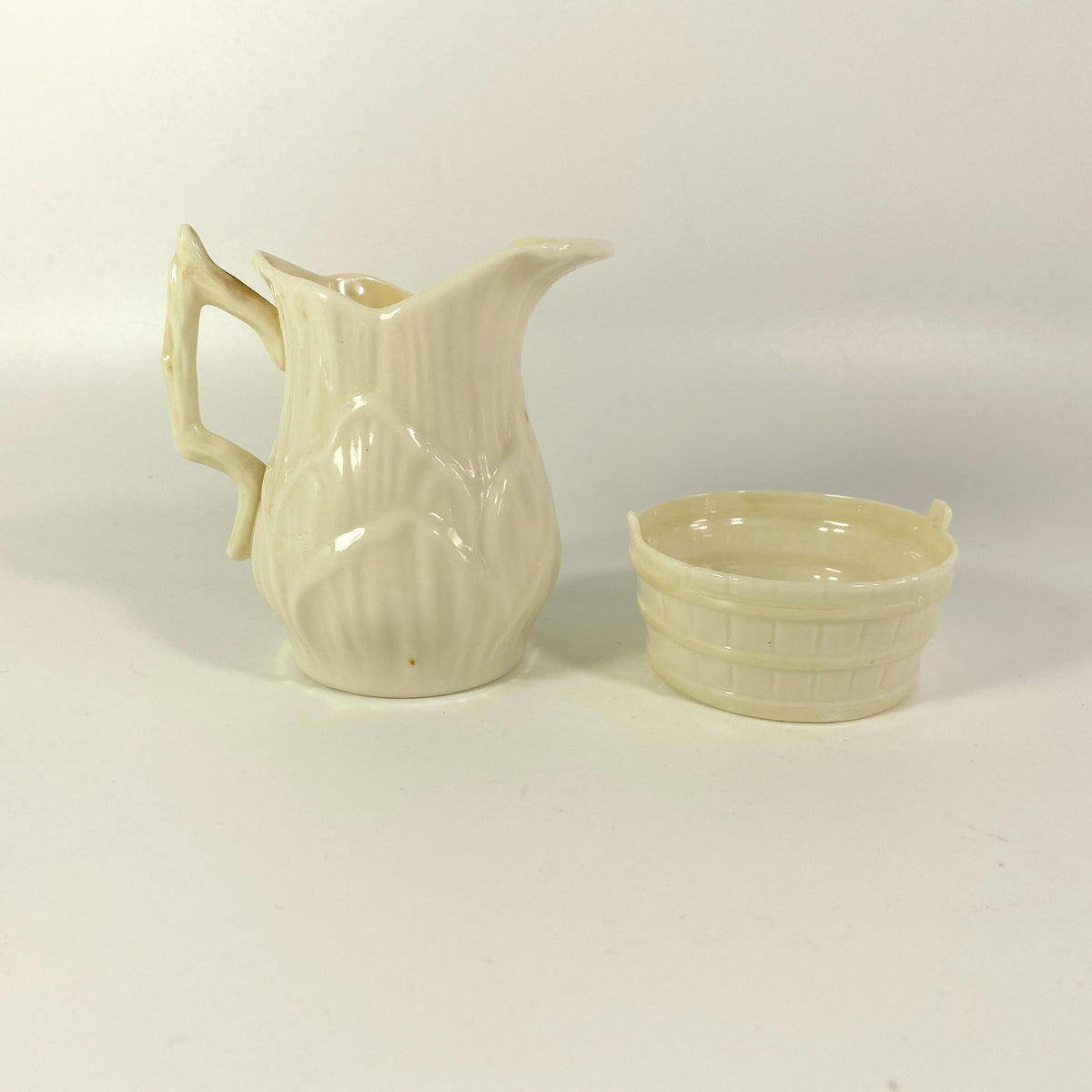 Vintage Belleek Creamer Bowl Set of 2 Fine Irish Pottery