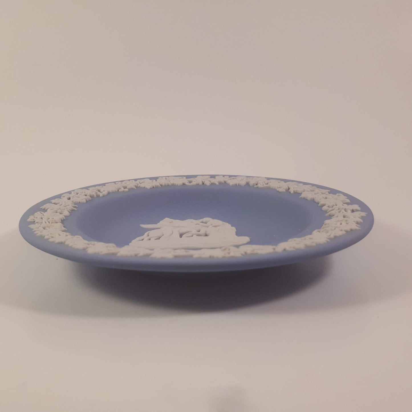 Wedgwood 4" Round Tray Cream Color on Blue Jasperware muses with pegasus