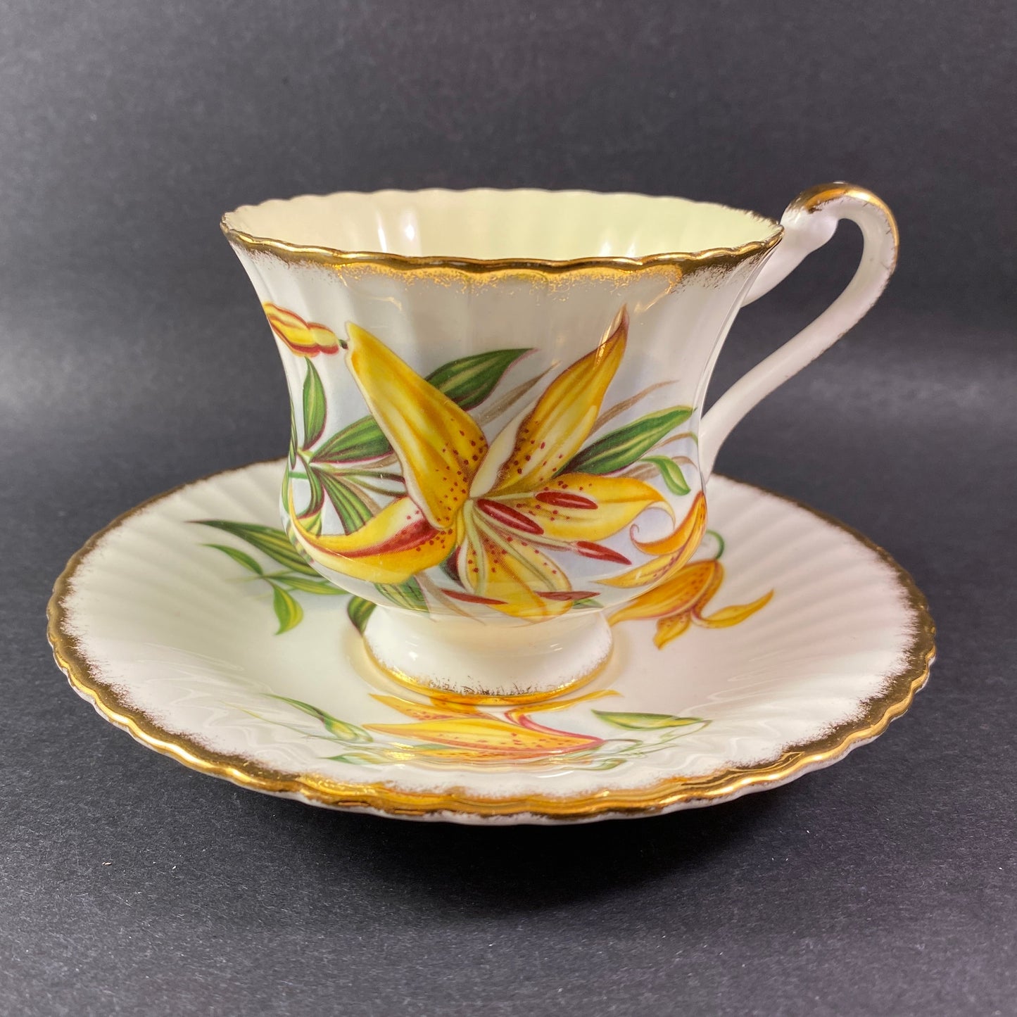 Gorgeous Vintage Paragon Tiger Lilly design Bone china teacup and saucer