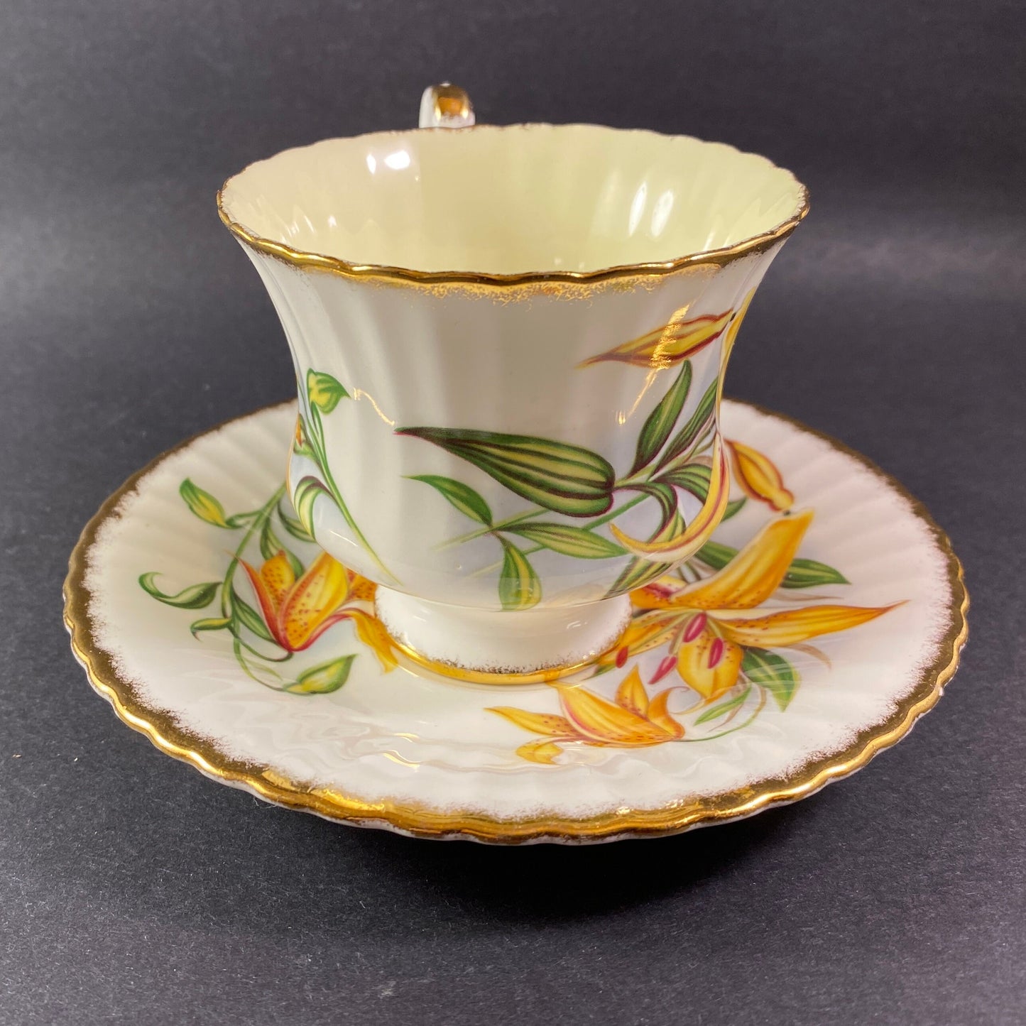 Gorgeous Vintage Paragon Tiger Lilly design Bone china teacup and saucer