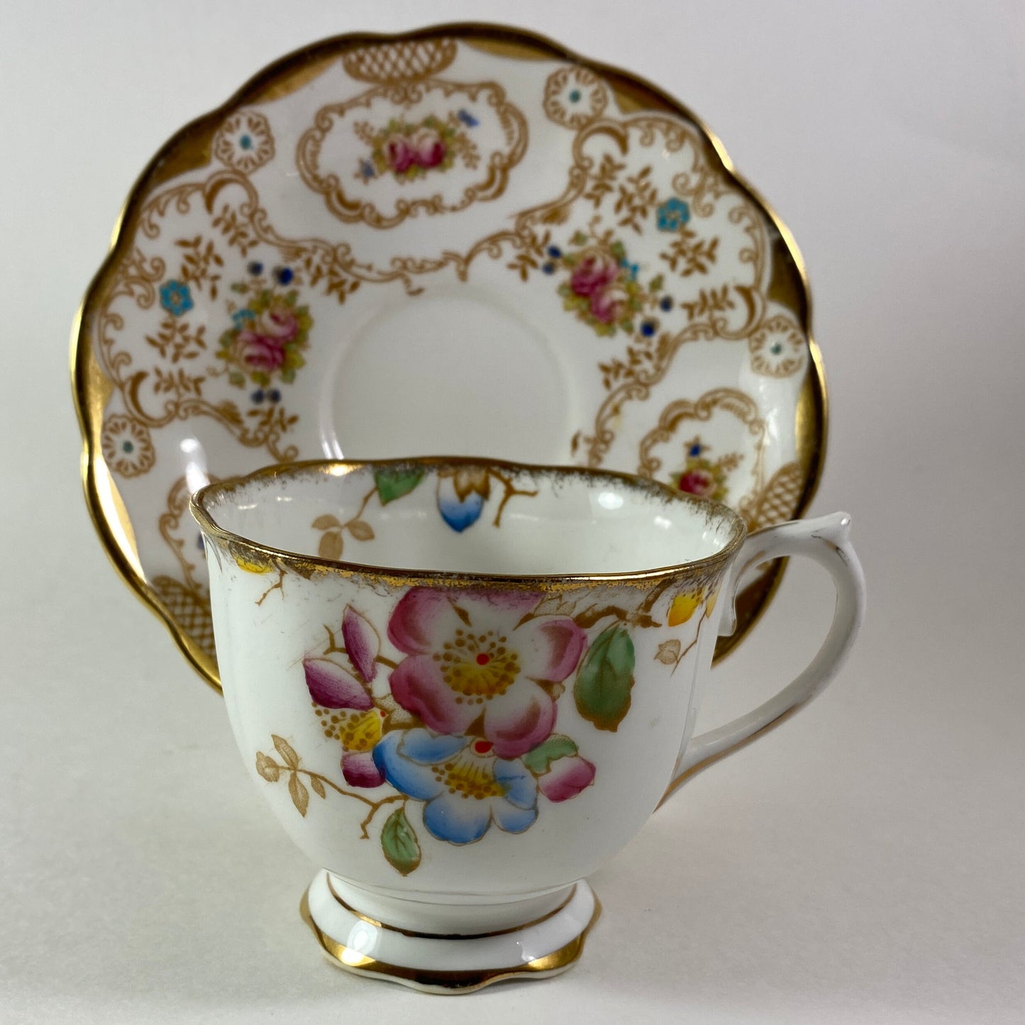 Vintage Royal albert pink floral with gold bone china teacup and saucer